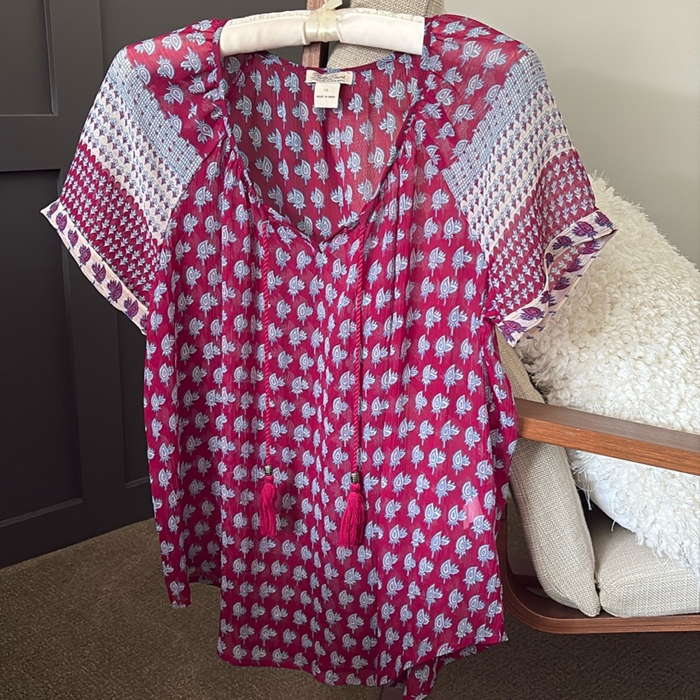 Lucky Brand Pink and Blue Blouse